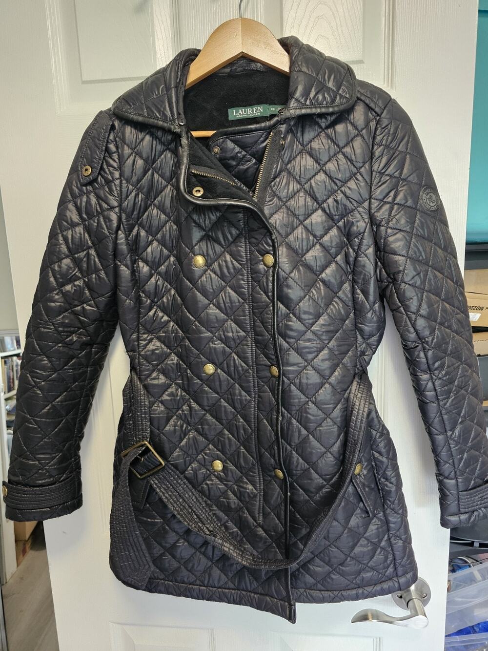 Lauren Ralph Lauren Jackets Women XS Water Repellent Quilted Black Snap Pearly